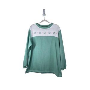 Vintage Colorblock Floral Crewneck Sweatshirt Pastel XL